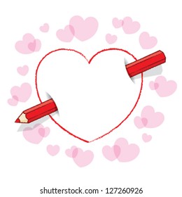 Red Pencil Piercing Empty Love Heart Message like an Arrow