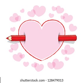 Red Pencil Piercing Empty Love Heart Message like an Arrow