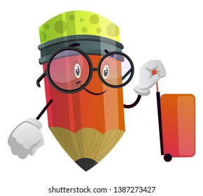Red pencil is ready to travel illustration vector on white background