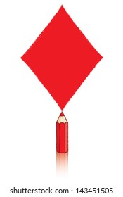 Red Pencil with reflection Drawing Ace of Diamonds Playing Card Icon