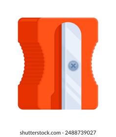 Red pencil sharpener icon. Flat vector illustration isolated on white background. Stationery and school supplies concept. Perfect for educational materials