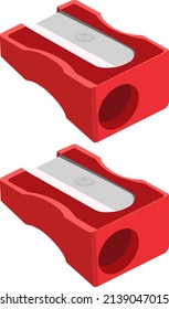 Red pencil sharpener, illustration, vector on a white background.