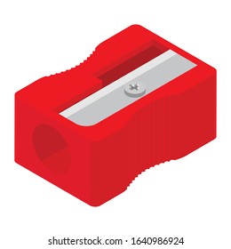 Red pencil sharpener isolated on white background isometric view