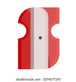 Red pencil sharpener. Modern flat cartoons style vector illustration icons. Isolated on white background. School supplies, stationery.