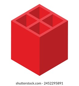 Red pencil stand icon isometric vector. Box holder. Art design shape