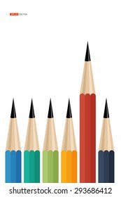 Red pencil, think Different,concept think different or think positive, vector eps 10