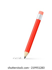 Red pencil. Vector illustration