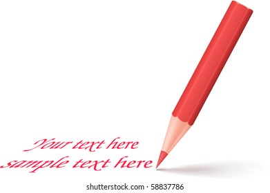 Red pencil. Vector illustration.