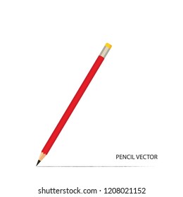 Red pencil vector illustration on white background with copy space