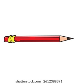 red pencil vector illustration, top view image 
