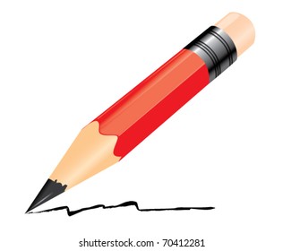 Red pencil writing down