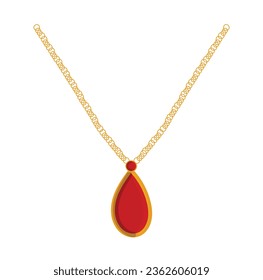 Red Pendant Necklace Cute Illustration