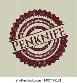 Red Penknife distressed rubber seal with grunge texture