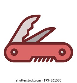 Red penknife icon. Outline red penknife vector icon for web design isolated on white background