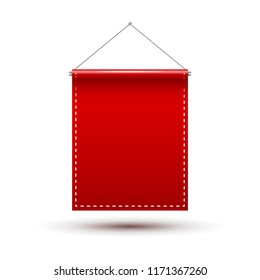 Red Pennant flag award banner. Blank pennant design template mockup. Empty space advertising.