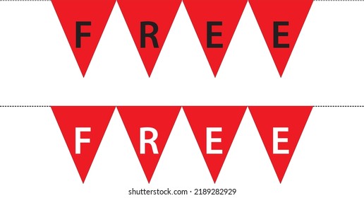 Red  pennant with free word on a white background
