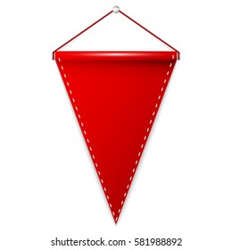 Red pennant hanging, mockup