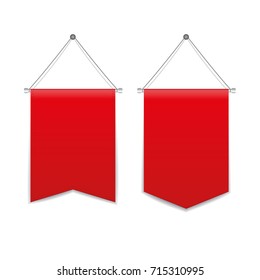 Red pennant hanging set isolated on a white background