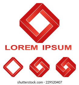 Red Penrose rectangle technology company symbol set