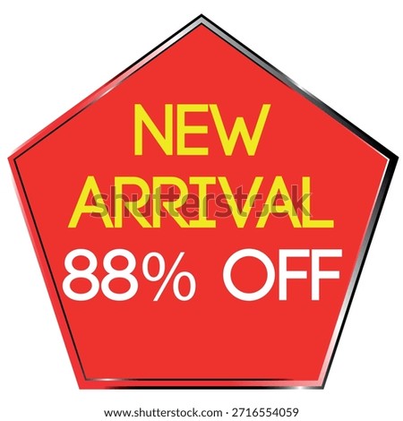 Red Pentagon New Arrival 88 Percent Off Sale Tag Keywords sale, discount, offer, promotion
