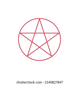 red pentagram in a circle basic simple shape isolated on white background