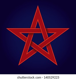 red pentagram on a blue background