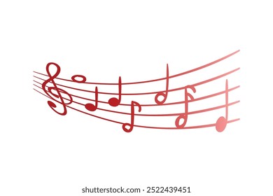 Red pentagrams with musical notes stave editable background