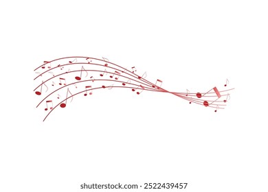 Red pentagrams with musical notes stave editable background