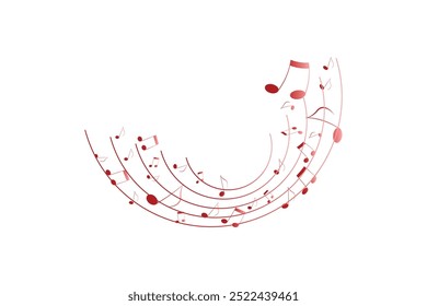 Red pentagrams with musical notes stave editable background