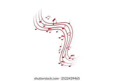 Red pentagrams with musical notes stave editable background