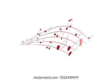 Red pentagrams with musical notes stave editable background