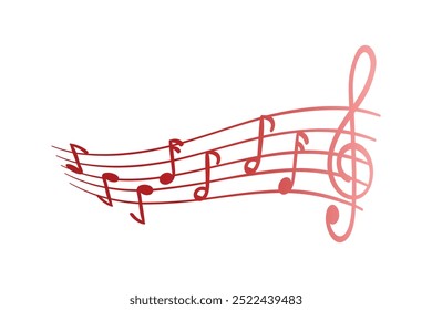 Red pentagrams with musical notes stave editable background