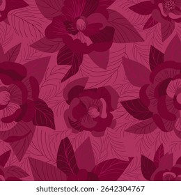 Peonías rojas. Fondo sin fisuras para telas, textiles, embalaje y Fondo de pantalla. Ilustración vectorial