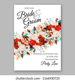 Red Peony wedding invitation Vector botanical banners set with pink peony flowers greeting card  bridal shower invitation