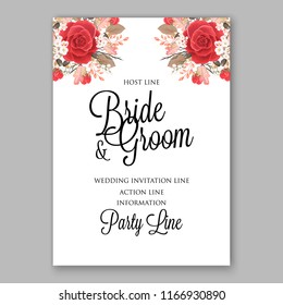 Red Peony wedding invitation Vector botanical banners set with pink peony flowers greeting card  bridal shower invitation