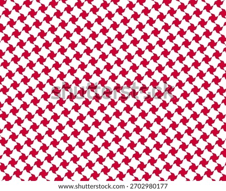 Red pepita, spin or shemagh pattern. Classical oriental fabric print. Traditional Eastern Middle head scarf or neckerchief design. Oriental ornament. Vector illustration.