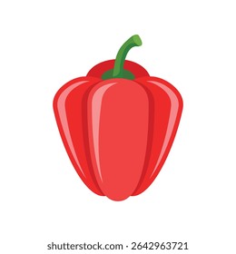 Red pepper bell icon in flat style. Fresh paprika vector illustration on isolated background. Healthy food sign business concept.