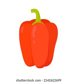 Red pepper. Bulgarian pepper. Vegetable. Flat vector illustration isolated on white background in cartoon style