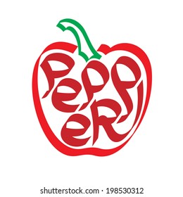 Red pepper calligraphy, typography. Vegetable calligraphy. Vegetable typography.