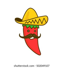 Red pepper character. Vector cartoon character illustration. Isolated on white background