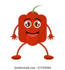 red pepper character vegetable smile vector illustration eps 10