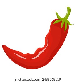 Pimienta roja. Pimentón de cayena. Icono de pimienta con sombra aislada sobre fondo blanco. Ají picante picante. Ilustración de verduras. Logo de la comida mexicana. Vector.