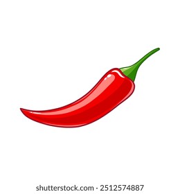 Red pepper. Red chili. cayenne paprika. Pepper icon with shadow isolated on white background. Hot spicy chili. Illustration of vegetable. Mexican food logo. Vector.