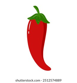 Red pepper. Red chili. cayenne paprika. Pepper icon with shadow isolated on white background. Hot spicy chili. Illustration of vegetable. Mexican food logo. Vector.