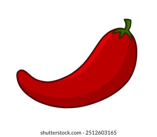 Red pepper. Red chili. cayenne paprika. Pepper icon with shadow isolated on white background. Hot spicy chili. Illustration of vegetable. Mexican food logo. Vector.