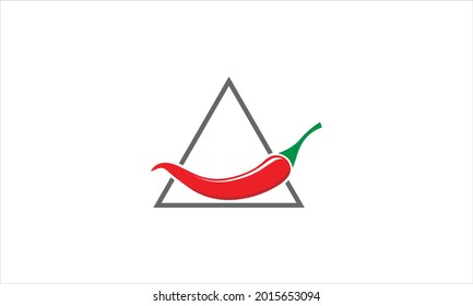 Red pepper chilli icon logo design in triangle shape vector illustration symbol