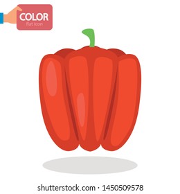 Red pepper color vector icon. Flat design