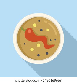 Red pepper cream soup icon flat vector. Dining repast. Cooking aliment