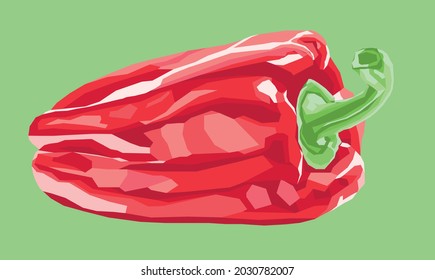 red pepper drawing with green background