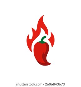 red pepper with fire logo vector illustration template design